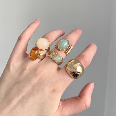 Vintage古着 Mix and match gems套戒