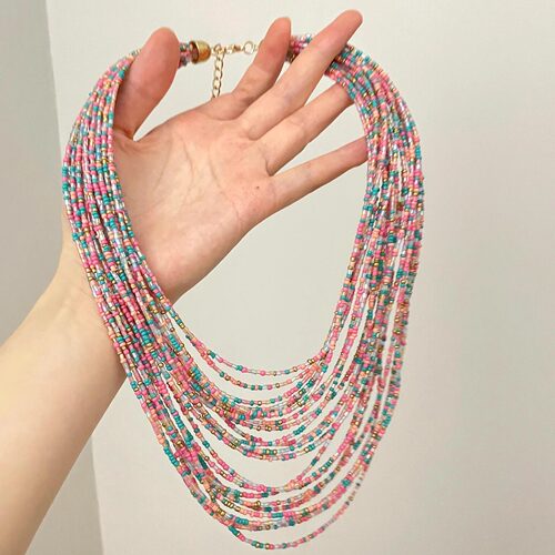 Vintage古着 Rainbow millet beads项链