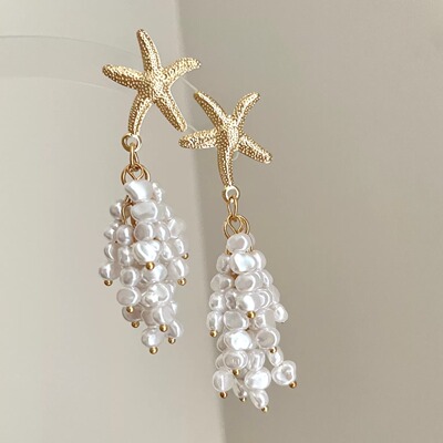 Vintage古着 Starfish flow beads耳饰
