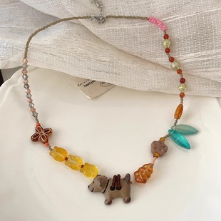 puppy项链 beaded Vintage古着 Glazed