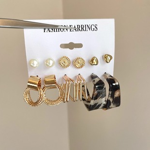 string耳饰 pearl Vintage古着 Leopard