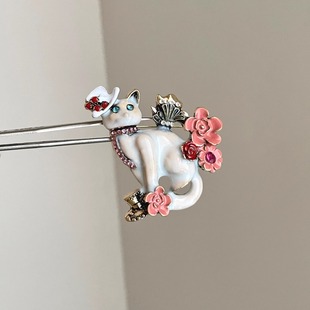 cat胸针 flower Vintage古着 Noble