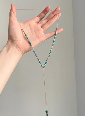 Vintage古着 Long chain turquoise项链