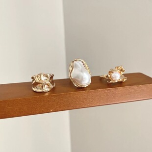 Vintage古着 Gold-plated white moon套戒