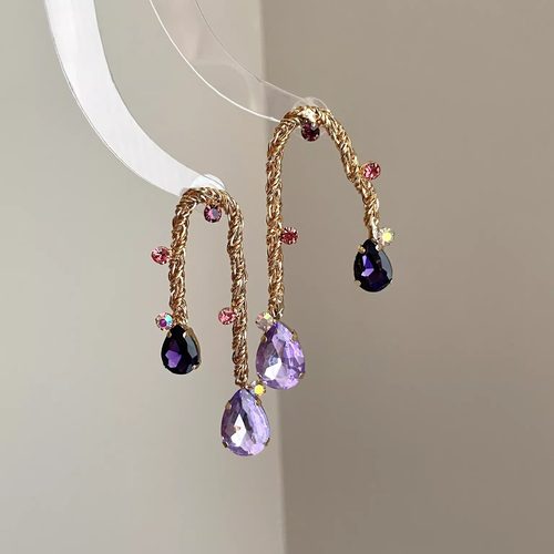 Vintage古着 Amethyst hanging curtain耳饰