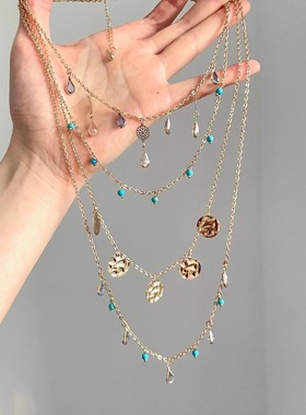 Vintage古着Equestrian Festival仙女之歌首饰金属圆环多层项链