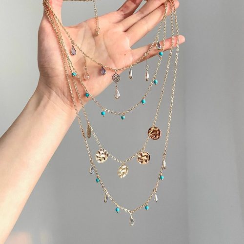 Vintage古着Equestrian Festival仙女之歌首饰金属圆环多层项链