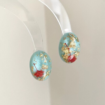 Vintage古着 Sea fog blue beads耳饰
