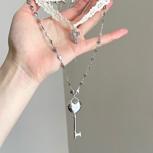 Vintage古着 Heart key bind soul项链