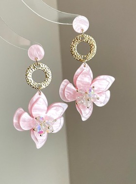 Vintage古着 pink glutinous flowers sea耳饰