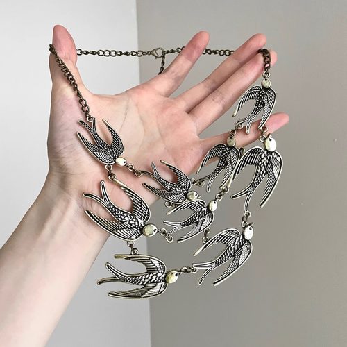 Vintage古着 Hundreds of birds fly in groups项链