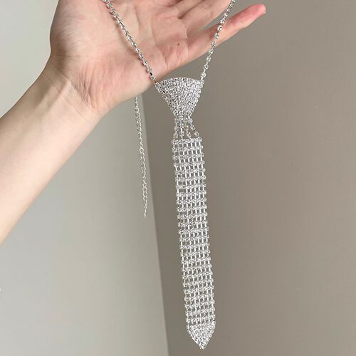 Vintage古着 Rhinestone glittering tie项链