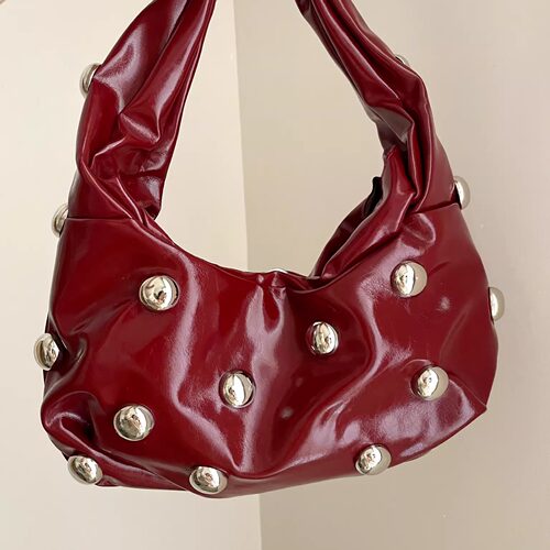 Vintage古着 Rivet beads red rhyme腋下包