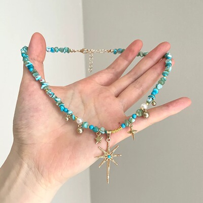 Vintage古着 Blue sea star glow项链