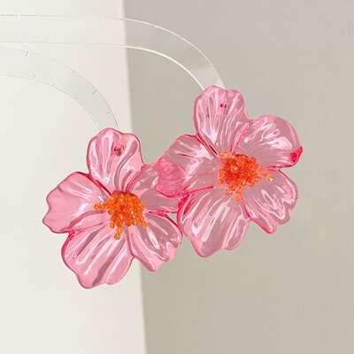 Vintage古着 Glazed flower耳饰