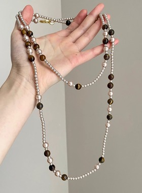 Vintage古着 Millard Tiger's Eye Stone Pearl项链