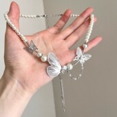 Dew turned into Vintage古着 butterfly项链