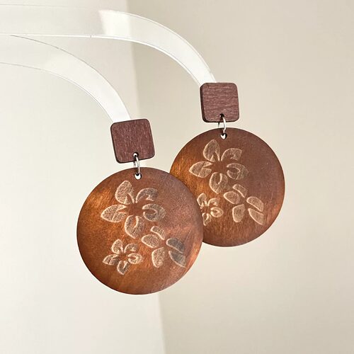 Vintage古着 Wood word flower mark耳饰