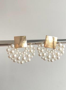 Vintage古着 Square pearls耳饰