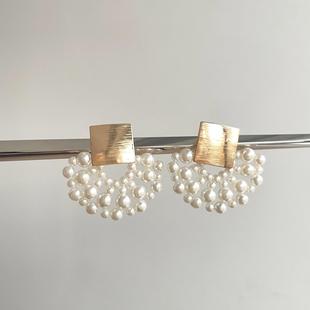 Vintage古着 pearls耳饰 Square