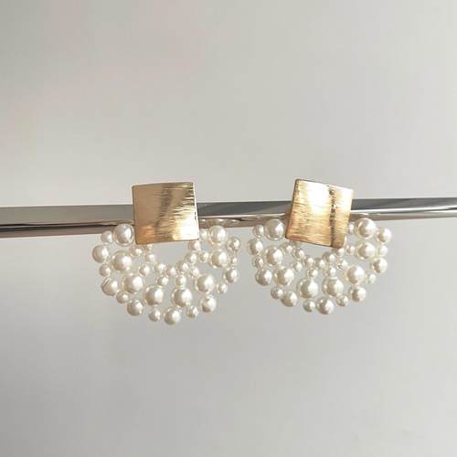 Vintage古着 Square pearls耳饰