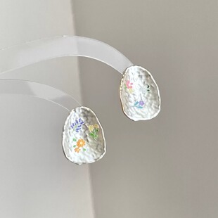 Vintage古着 Floral Enamel Tag耳饰