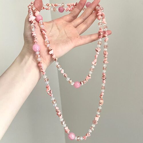 Vintage古着 Coral Gem Drape项链