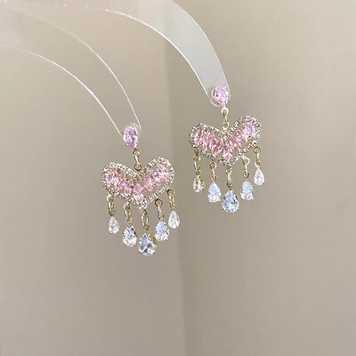 Vintage古着 Powdery hanging curtain耳饰
