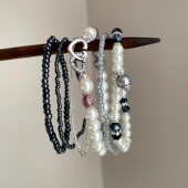 Vintage古着 Pearl手串 Heart Black White