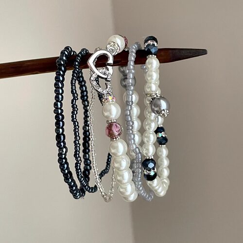 Vintage古着 Black-White Heart Pearl手串
