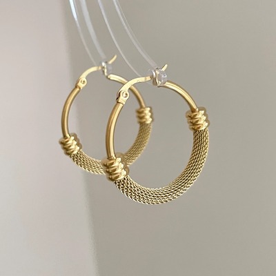 Vintage古着 Court style gold circle耳饰