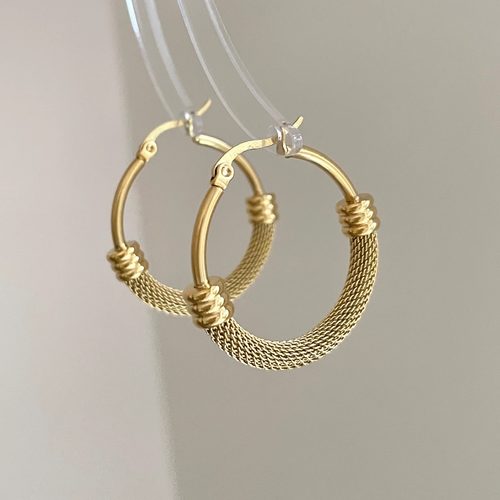 Vintage古着 Court style gold circle耳饰