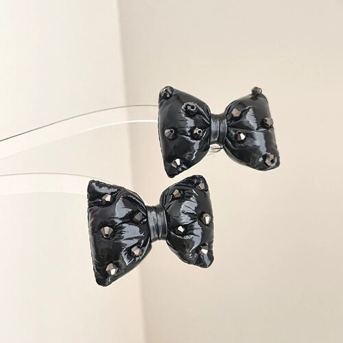 Vintage古着 Glossy Noir Knot耳饰