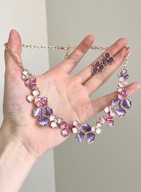 Vintage古着 Enameled three-leaf flowers套装