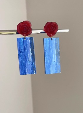 Vintage古着 Red and blue fog dream耳饰