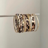 leopard Vintage古着 Bohemian print豹纹叠戴手镯