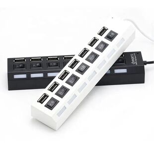 USB Hub 7 Port Multi USB Splitter Power Adapter Multiple Exp