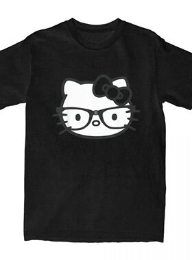 Hello Kitty Black And White Nerd Glasses T Shirts Men Women'