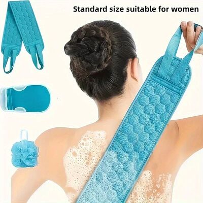 3pcs Exfoliating Bath Towel Set, 3 In 1 Back Bath Scrubbing,