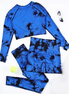 CHRLEISURE 2/3PCS Hollow Tie Dye Yoga Set Women Seamless Spo