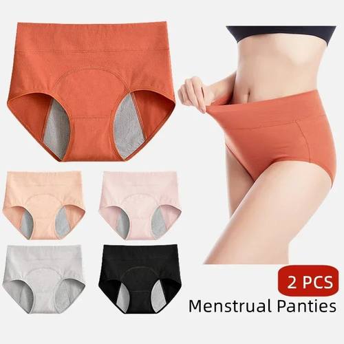 2pcs Menstrual Panties Women Cotton Period Underwear High Ri