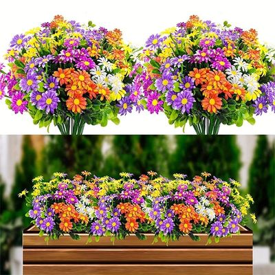 33cm Artificial Flowers Daisies UV Resistant Colorfast Plast