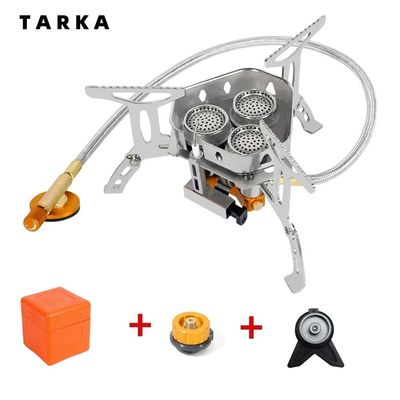 TARKA 3 Heads Gas Stove Tourist Camping Burners Folding Back