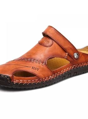 Summer Sandals Men Leather Classic Roman Sandals 2022 Slippe