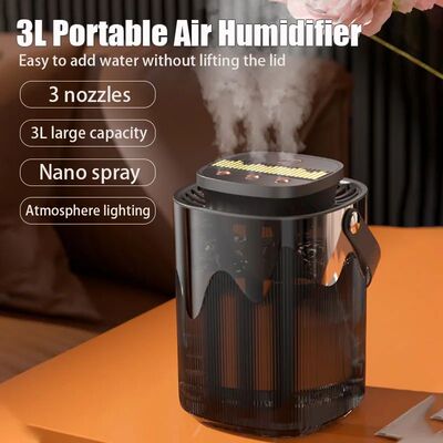 3L Air Humidifier Portable Small Aroma Diffuser 3 Spray Port