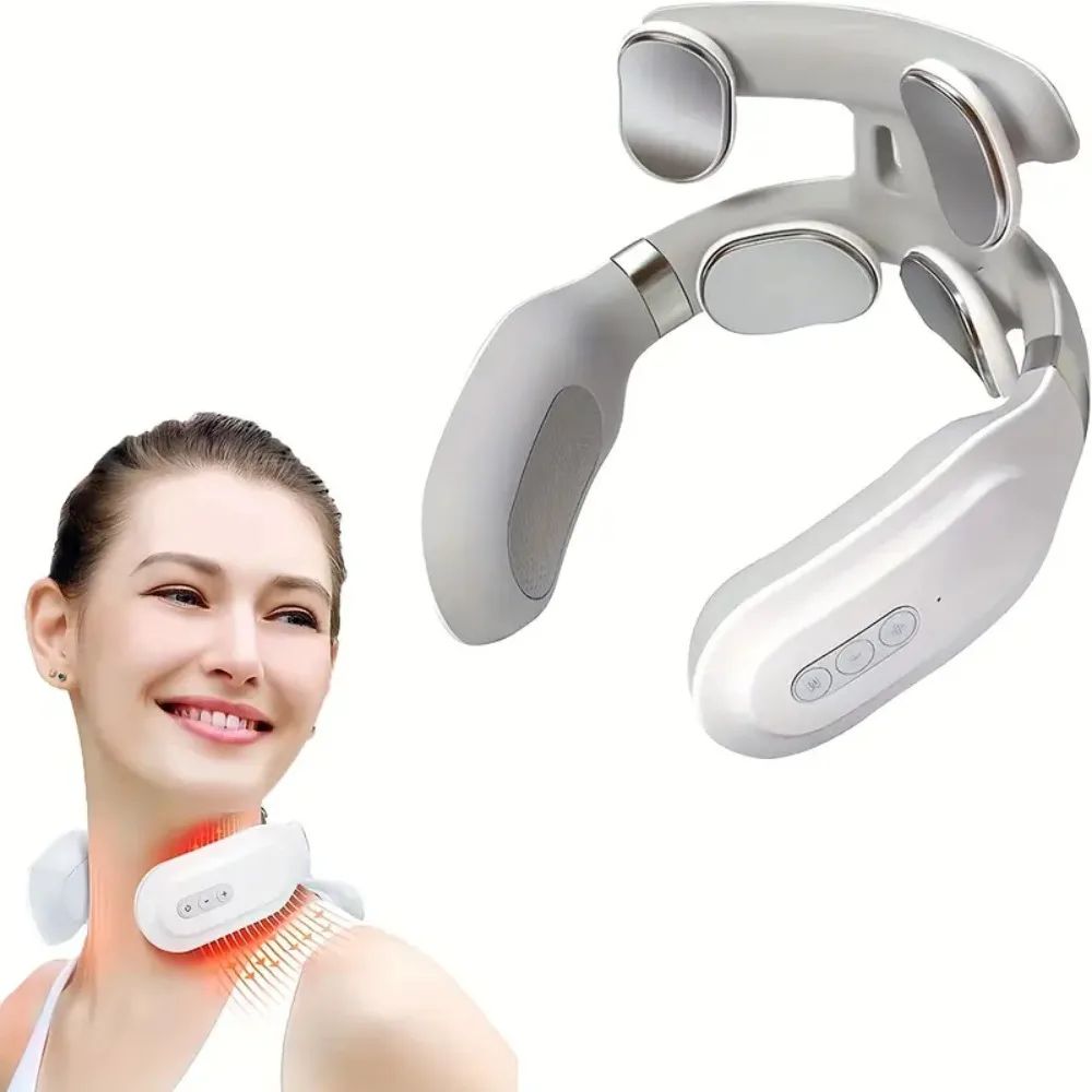 Hot Compress Kneading Neck Massager with 4 Massage Heads - E