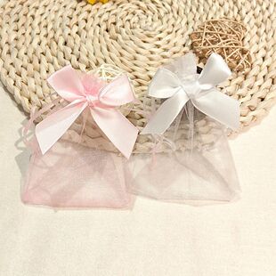 10/20pcs Bowknot Jewelry Bags Organza Gift Bag 9x12 10x15 W