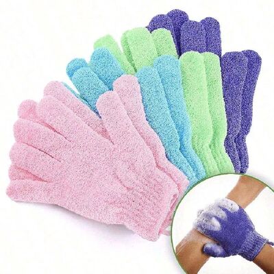 2pcs/6pcs/12pcs Reversible Exfoliating Shower Gloves, Body S