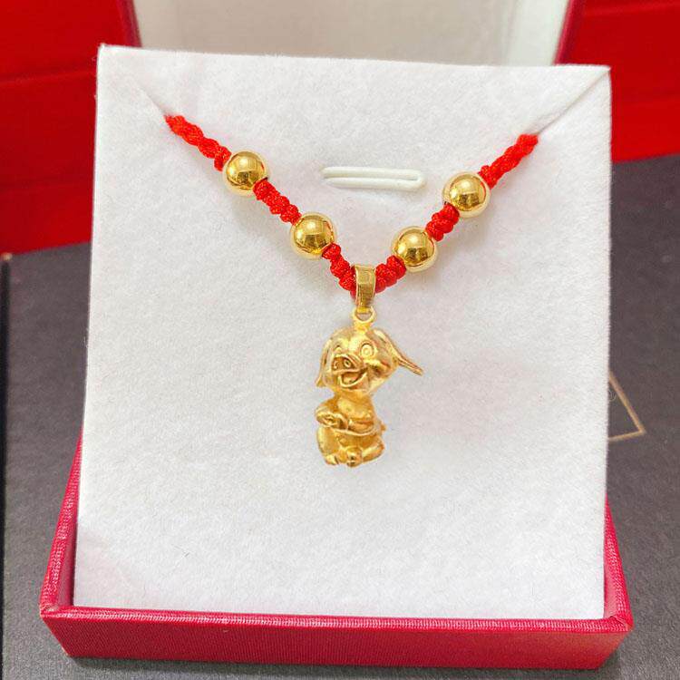 沙金12生肖吊坠本命年鼠牛虎兔龙蛇马羊猴鸡狗猪红绳男女情侣项链
