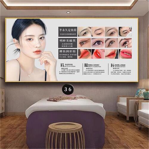 皮肤管理挂画美容院眉眼唇装饰画